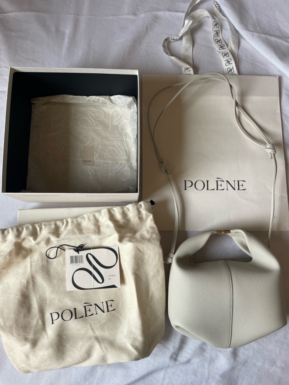 Polene Béri bag in textured chalk
